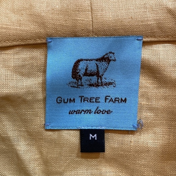 GUM TREE FARM Linen Yellow Top sz M - Picture 7 of 8